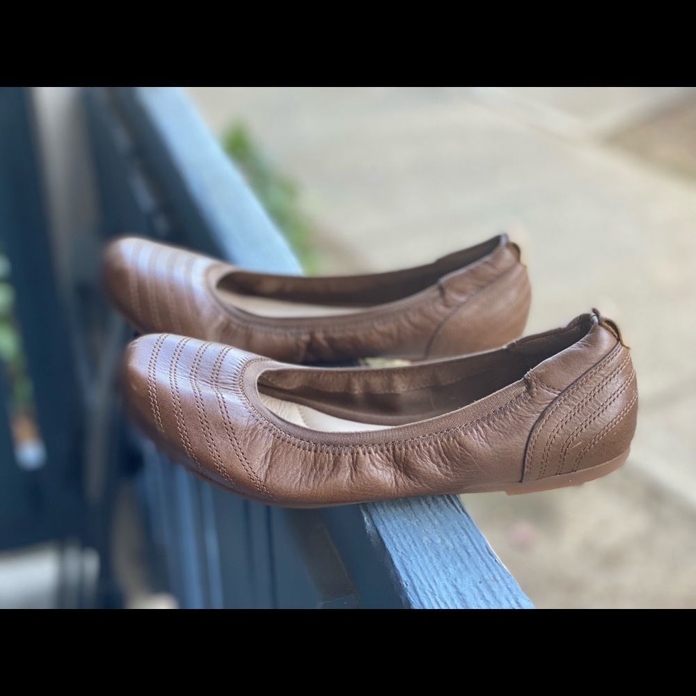 TIMBERLAND Women Leather Elastic Ballet Flats Sz 8